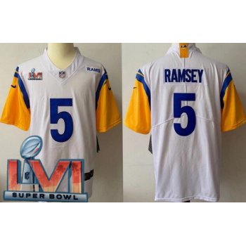 Men's Los Angeles Rams #5 Jalen Ramsey Limited White Alternate 2022 Super Bowl LVI Bound Vapor Jersey