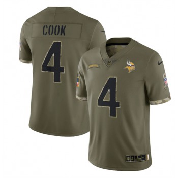 Men's Minnesota Vikings #4 Dalvin Cook 2022 Olive Salute To Service Limited Stitched Jersey