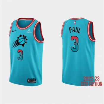 Men's Phoenix Suns #3 Chris Paul 2022-23 Blue City Edition Stitched Basketball Jersey