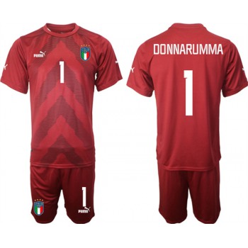 Mens Italy #1 Donnarumma Red Goalkeeper Soccer Jersey Suit