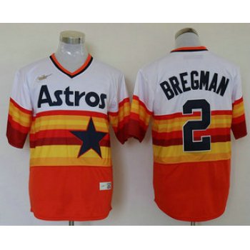Men's Houston Astros #2 Alex Bregman Orange Rainbow Cooperstown Stitched MLB Cool Base Nike Jersey