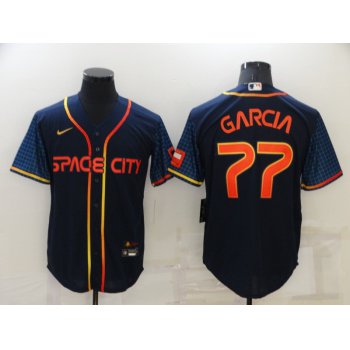 Men's Houston Astros #77 Luis Garcia 2022 Navy Blue City Connect Cool Base Stitched Jersey