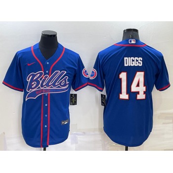 Men's Buffalo Bills #14 Stefon Diggs Blue Stitched Cool Base Nike Baseball Jersey