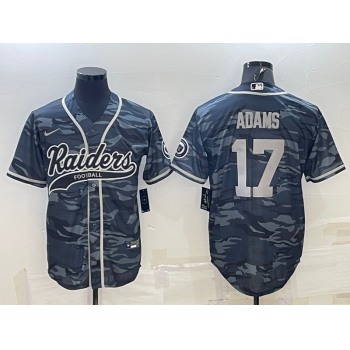 Men's Las Vegas Raiders #17 Davante Adams Grey Camo With Patch Cool Base Stitched Baseball Jersey