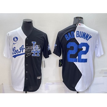 Men's Los Angeles Dodgers #22 Bad Bunny White Black 2022 Celebrity Softball Game Cool Base Jersey