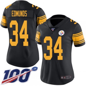 Nike Steelers #34 Terrell Edmunds Black Women's Stitched NFL Limited Rush 100th Season Jersey