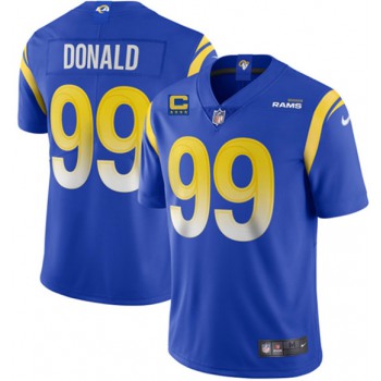 Men's Los Angeles Rams 2022 #99 Aaron Donald Blue With 4-star C Patch Stitched NFL Jersey