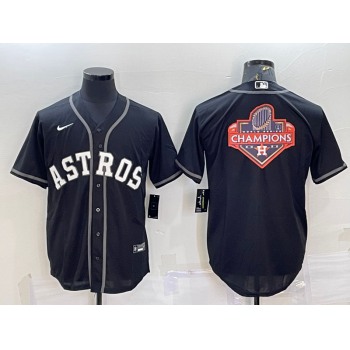 Men's Houston Astros Black Champions Big Logo Stitched MLB Cool Base Nike Jersey