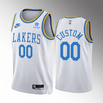 Men's Los Angeles Lakers Customized 2022-23 White Classic Edition Stitched Basketball Jersey