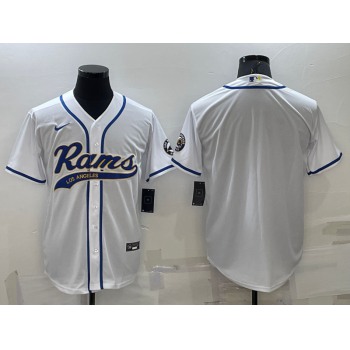 Men's Los Angeles Rams Blank White Stitched MLB Cool Base Nike Baseball Jersey
