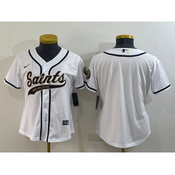 Youth New Orleans Saints Blank White With Patch Cool Base Stitched Baseball Jersey