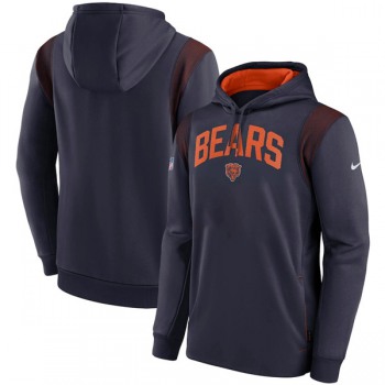 Men's Chicago Bears Navy Sideline Stack Performance Pullover Hoodie
