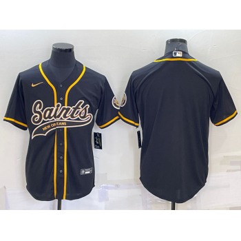 Men's New Orleans Saints Blank Black Stitched Cool Base Nike Baseball Jersey