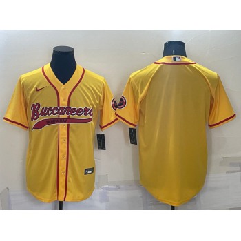 Men's Tampa Bay Buccaneers Blank Yellow Stitched Cool Base Nike Baseball Jersey