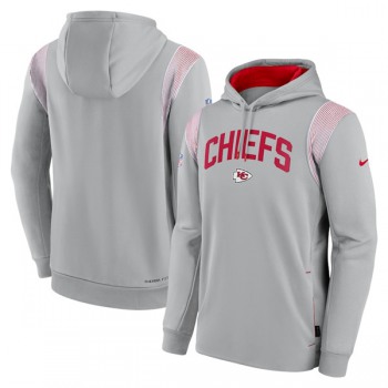 Mens Kansas City Chiefs Gray Sideline Stack Performance Pullover Hoodie