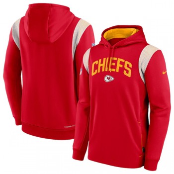 Mens Kansas City Chiefs Red Sideline Stack Performance Pullover Hoodie