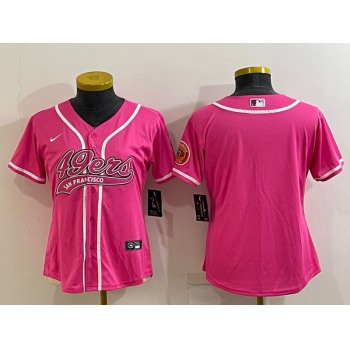 Women's San Francisco 49ers Blank Pink With Patch Cool Base Stitched Baseball Jersey