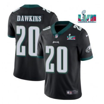 Men's Philadelphia Eagles #20 Brian Dawkins Black Super Bowl LVII Patch Vapor Untouchable Limited Stitched Jersey