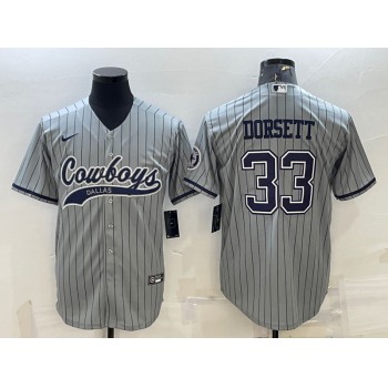 Men's Dallas Cowboys #33 Tony Dorsett Grey With Patch Cool Base Stitched Baseball Jersey