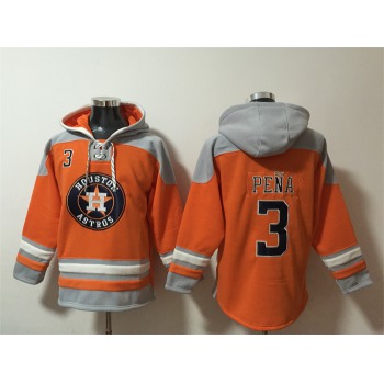 Men's Houston Astros #3 Jeremy Pena Orange Ageless Must-Have Lace-Up Pullover Hoodie
