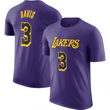 Men's Los Angeles Lakers #3 Anthony Davis Purple 2022-23 Statement Edition Long Sleeve T-Shirt