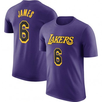 Men's Los Angeles Lakers #6 LeBron James Purple 2022-23 Statement Edition Long Sleeve T-Shirt