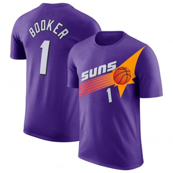 Men's Phoenix Suns #1 Devin Booker Purple 2022-23 Classic Edition Name & Number T-Shirt