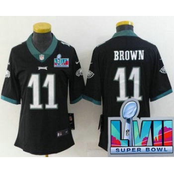 Women's Philadelphia Eagles #11 AJ Brown Limited Black Super Bowl LVII Vapor Jersey