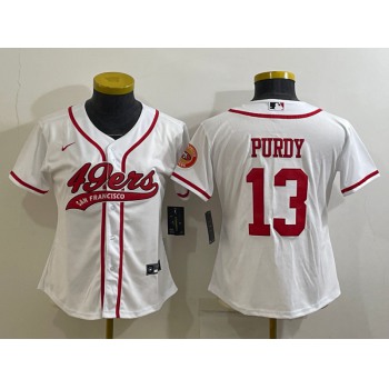 Women's San Francisco 49ers #13 Brock Purdy White With Patch Cool Base Stitched Baseball Jersey