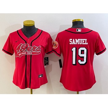 Women's San Francisco 49ers #19 Deebo Samuel Red Color Rush With Patch Cool Base Stitched Baseball Jersey