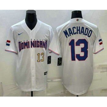 Men's Dominican Republic Baseball #13 Manny Machado Number 2023 White World Baseball Classic Stitched Jerseys