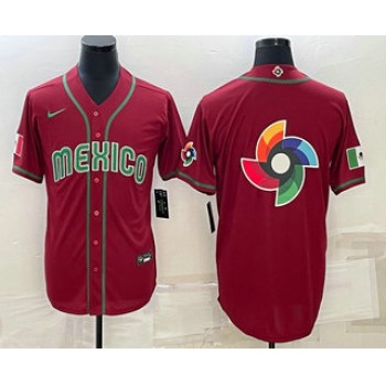 Men's Mexico Baseball 2023 Red World Baseball Big Logo Classic Stitched Jerseys