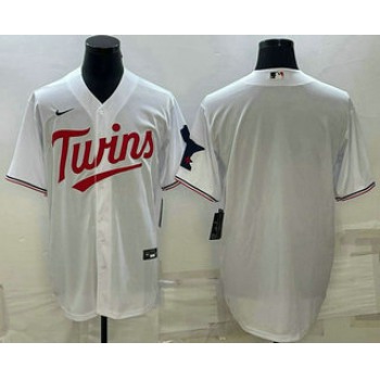 Men's Minnesota Twins Blank White Red Stitched MLB Cool Base Nike Jersey