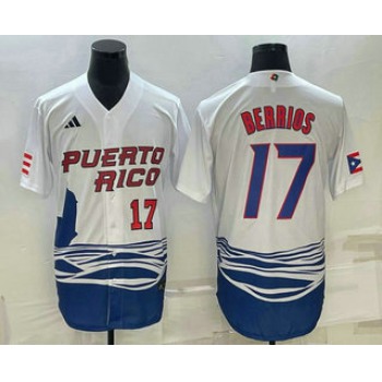 Men's Puerto Rico Baseball #17 Jose Berrios Number 2023 White World Baseball Classic Stitched Jerseys