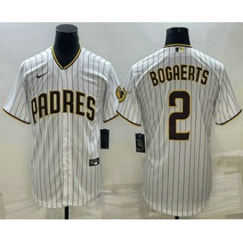 Men's San Diego Padres #2 Xander Bogaerts White With Patch Cool Base Stitched Baseball Jersey