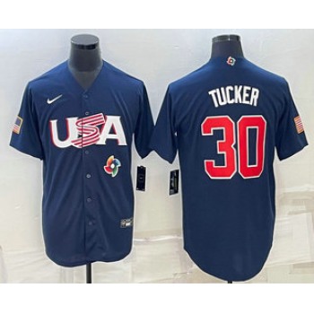 Men's USA Baseball #30 Kyle Tucker 2023 Navy World Baseball Classic Stitched Jersey