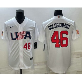 Men's USA Baseball #46 Paul Goldschmidt Number 2023 White World Baseball Classic Stitched Jerseys