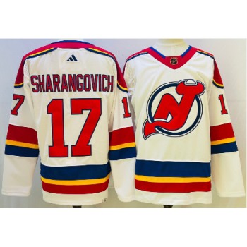 Men's New Jersey Devils #17 Yegor Sharangovich White 2022 Reverse Retro Authentic Jersey