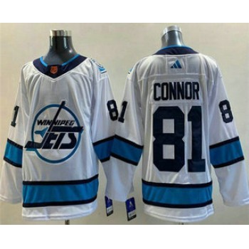 Men's Winnipeg Jets #81 Kyle Connor White 2022 Reverse Retro Stitched Jersey