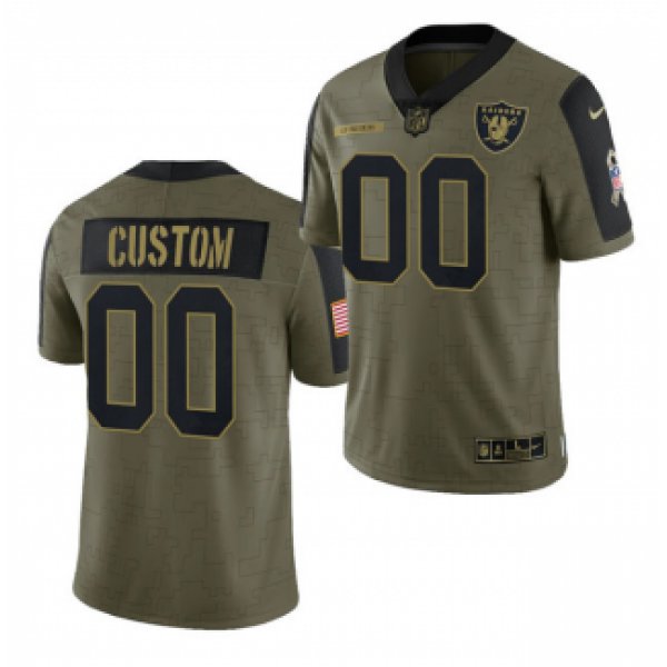 Men's Olive Las Vegas Raiders ACTIVE PLAYER Custom 2021 Salute To Service Limited Stitched Jersey