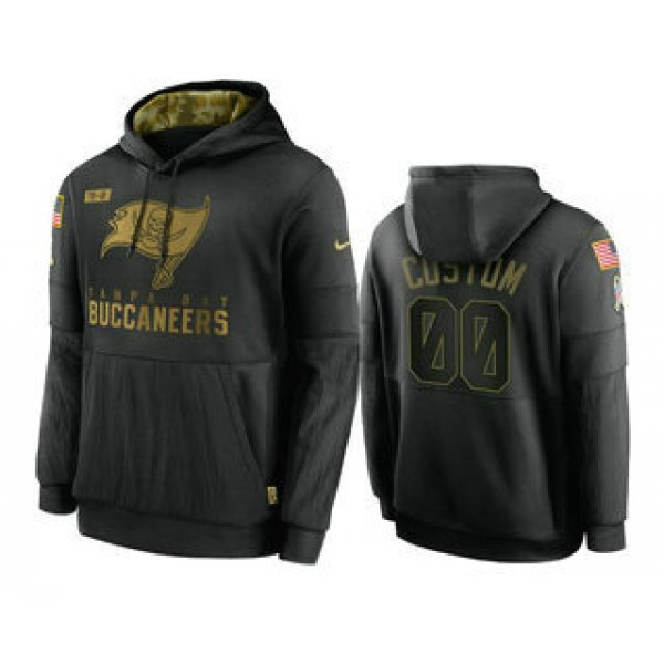 Men's Tampa Bay Buccaneers Custom Black 2020 Salute To Service Sideline Performance Pullover Hoodie