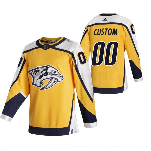 Nashville Predators Custom Yellow Men's Adidas 2020-21 Reverse Retro Alternate NHL Jersey