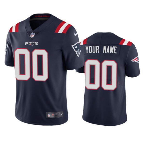 New England Patriots Custom Men's Nike Navy 2020 Vapor Limited Jersey