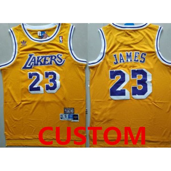 Youth Custom Los Angeles Lakers Yellow Hardwood Classics Jersey