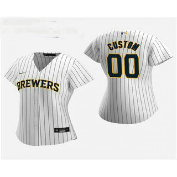 Women's Custom Milwaukee Brewers 2020 White Alternate Nike Jersey