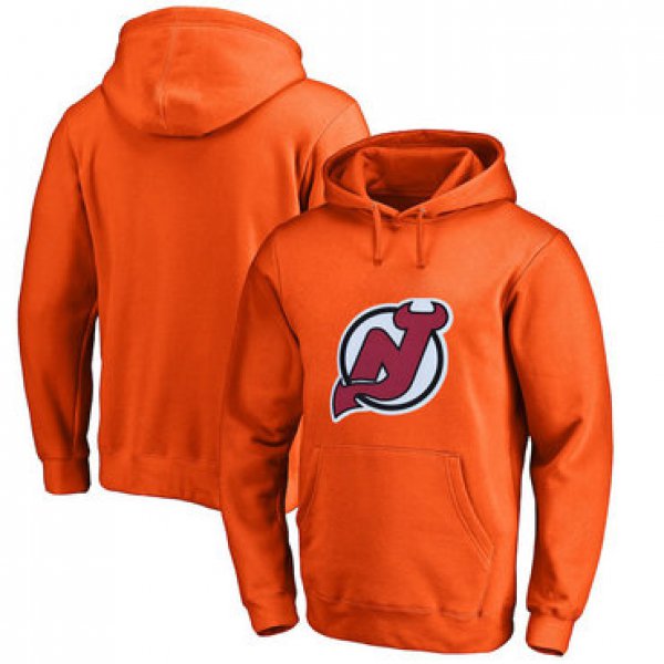 New Jersey Devils Orange Men's Customized All Stitched Pullover Hoodie