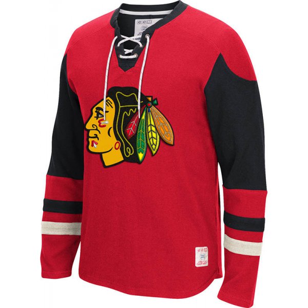 Blackhawks Red Throwback Men's Customized All Stitched Hooded Sweatshirt