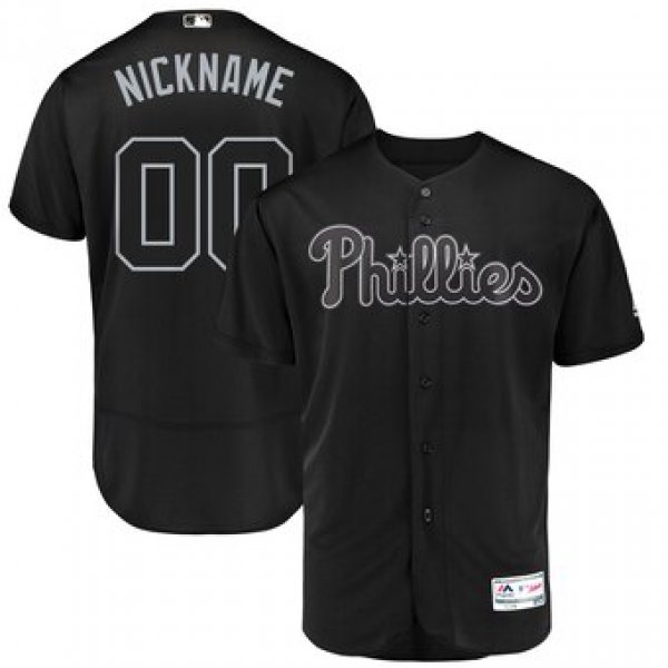 Philadelphia Phillies Majestic 2019 Players' Weekend Flex Base Authentic Roster Custom Black Jersey