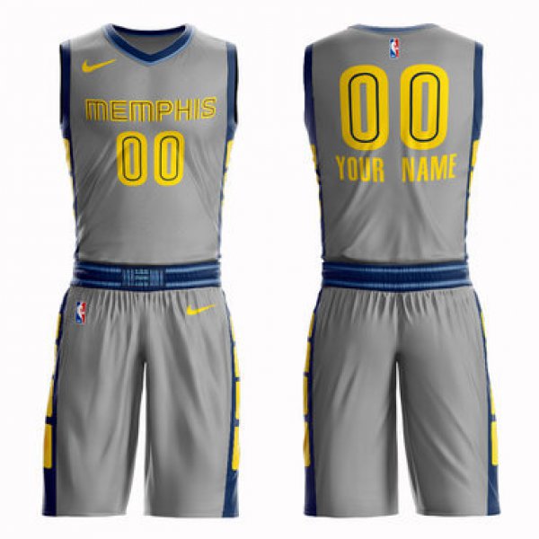 Grizzlies Gray 2018-19 City Edition Men's Customized Nike Swingman Jersey(With Shorts)