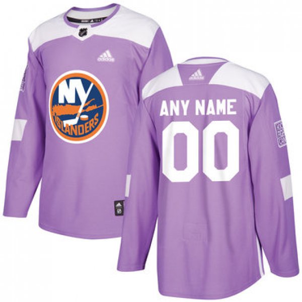 Men's New York Islanders Purple Pink Custom Adidas Hockey Fights Cancer Practice Jersey